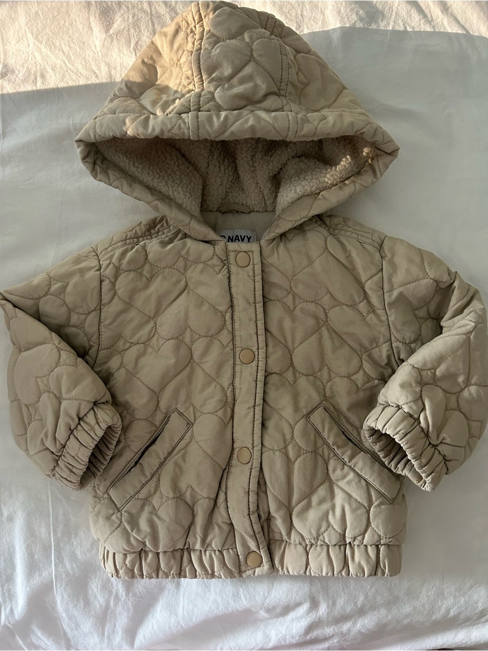 Old Navy Quilted Jacket Tan Heart Toddler Girl 2T